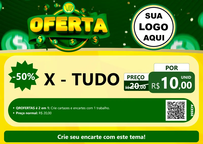 Modelo de Cartaz para Cartaz A4 Horizontal com o tema Oferta para Hamburgueria