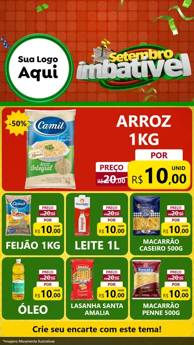 Modelo de Rede Social para Stories com o tema Setembro Imbatível para Supermercado