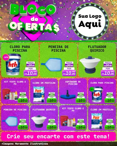 Modelo de Rede Social para Feed Instagram com o tema Bloco de Ofertas para Produtos para Piscina