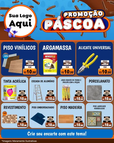 Modelo de Rede Social para Feed Instagram com o tema Promoção Páscoa para Material para Construção