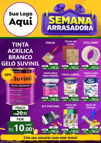 Modelo de Encarte para Encarte A4 Vertical com o tema Semana Arrasadora para Tintas e Ferramentas