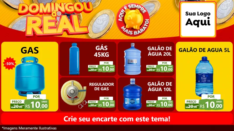 Modelo de TV para TV Horizontal com o tema Domingou do Real para Água e gás