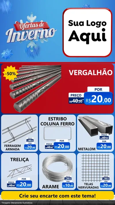 Modelo de Rede Social para Stories com o tema Ofertas de Inverno para Ferragens