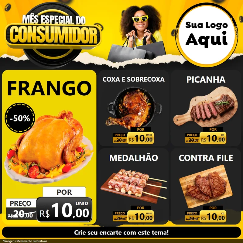 Modelo de Rede Social para Feed Facebook com o tema Mês Especial do Consumidor para Assados