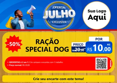Modelo de Cartaz para Cartaz A4 Horizontal com o tema Oferta Exclusiva, Julho para Pet Shop