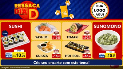 Modelo de TV para TV Horizontal com o tema Ressaca Dia D para Comida japonesa