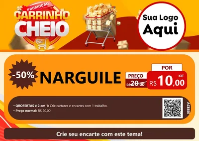 Modelo de Cartaz para Cartaz A4 Horizontal com o tema Promoção carrinho cheio para Tabacaria