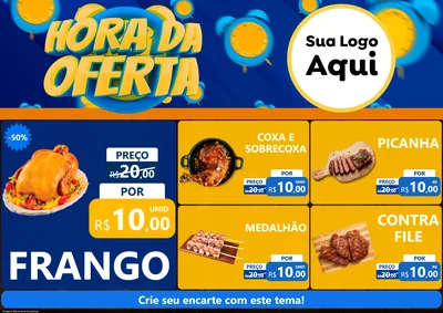Modelo de Encarte para Encarte A4 Horizontal com o tema Hora da Oferta para Assados
