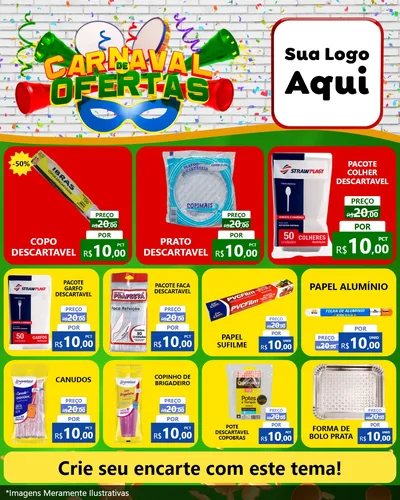 Modelo de Rede Social para Feed Instagram com o tema Carnaval de Ofertas para Embalagens