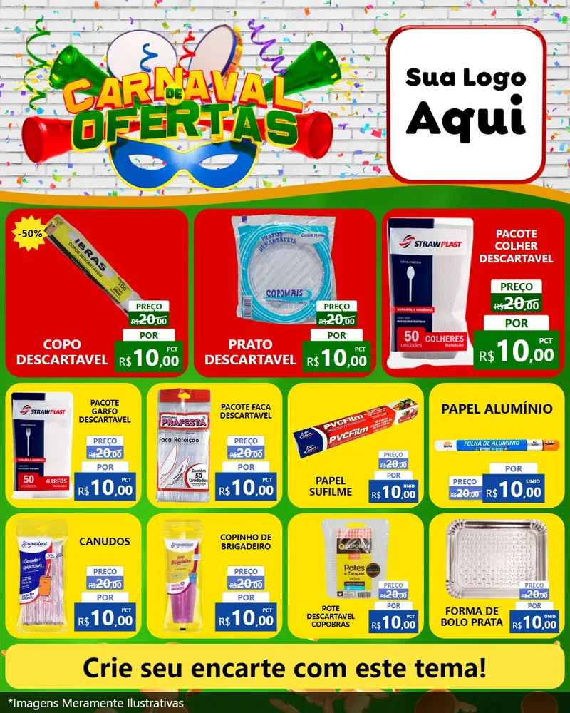 Modelo de Rede Social para Feed Instagram com o tema Carnaval de Ofertas para Embalagens