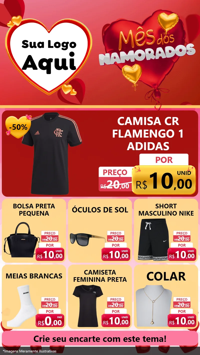 Modelo de Rede Social para Stories com o tema Mês dos Namorados para Roupas e acessórios