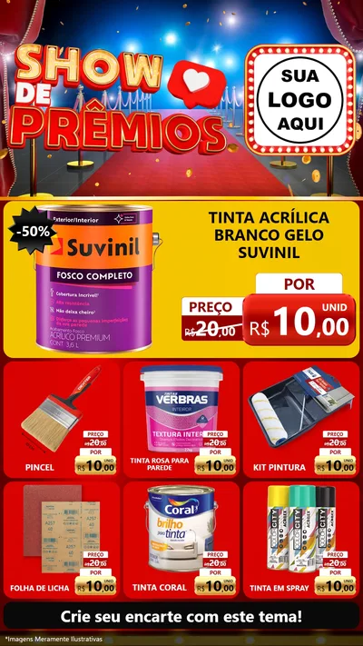 Modelo de Rede Social para Stories com o tema Show de Prêmios para Tintas e Ferramentas