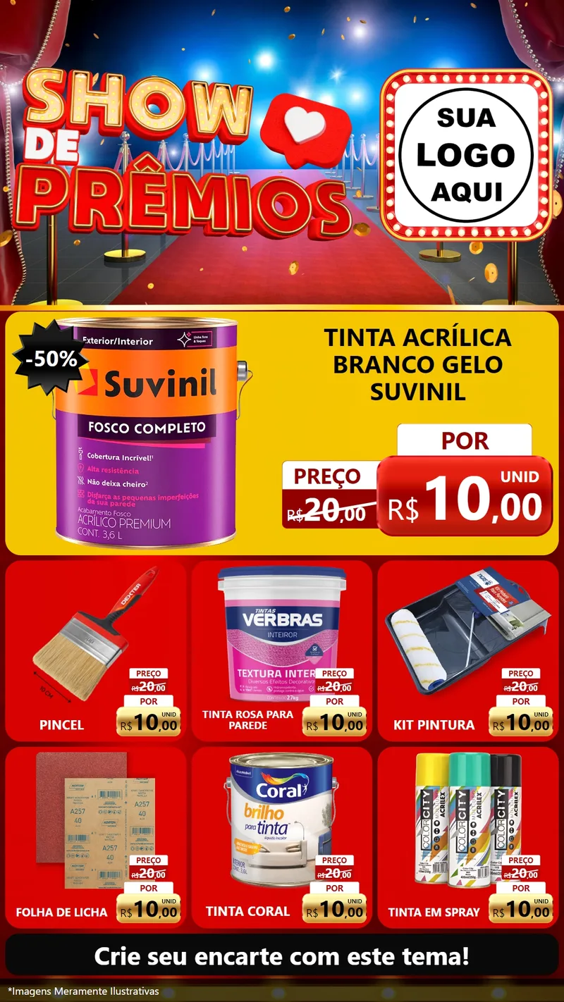 Modelo de Rede Social para Stories com o tema Show de Prêmios para Tintas e Ferramentas