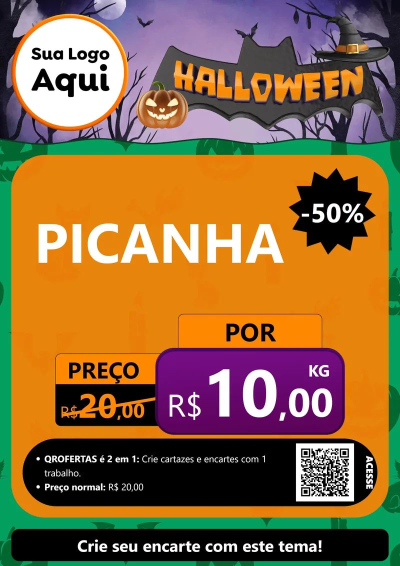Modelo de Cartaz para Cartaz A4 Vertical com o tema Halloween para Açougue