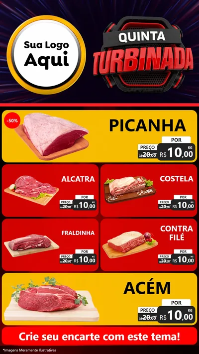 Modelo de TV para TV Vertical com o tema Quinta Turbinada para Açougue