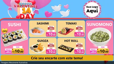 Modelo de TV para TV Horizontal com o tema Valentine's Day para Comida japonesa