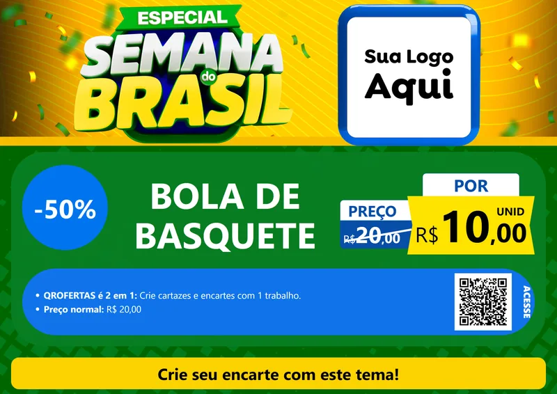 Modelo de Cartaz para Cartaz A4 Horizontal com o tema Especial Semana do Brasil para Artigos Esportivos