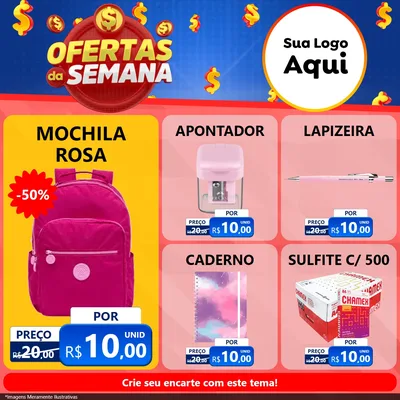 Modelo de Rede Social para Feed Facebook com o tema Ofertas Da Semana para Papelaria