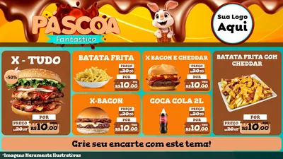 Modelo de TV para TV Horizontal com o tema Páscoa Fantástica para Hamburgueria