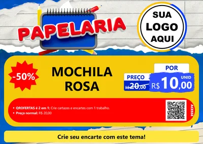 Modelo de Cartaz para Cartaz A4 Horizontal com o tema Papelaria para Papelaria