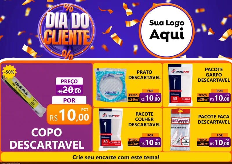 Modelo de Encarte para Encarte A4 Horizontal com o tema Dia do Cliente para Embalagens