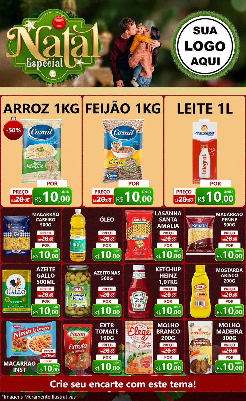 Modelo de Encarte para Encarte Grande com o tema Natal Especial para Supermercado