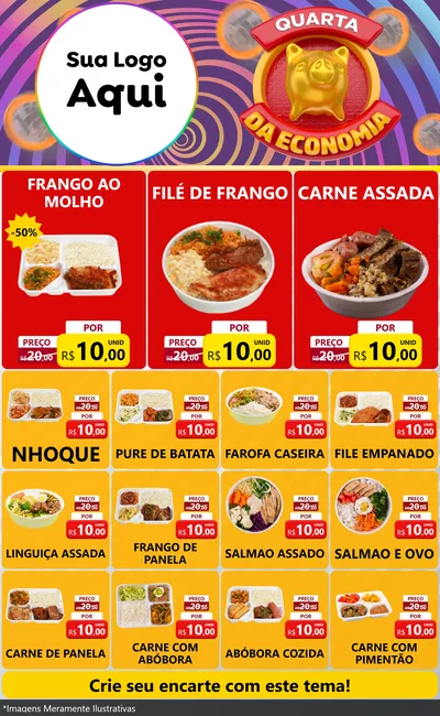 Modelo de Encarte para Encarte Grande com o tema Quarta da Economia para Restaurante
