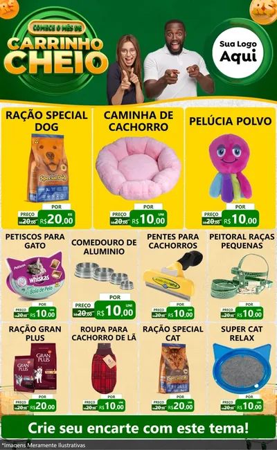 Modelo de Encarte para Encarte Grande com o tema Carrinho Cheio para Pet Shop