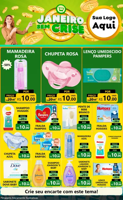 Modelo de Encarte para Encarte Grande com o tema Janeiro Sem Crise para Bebês