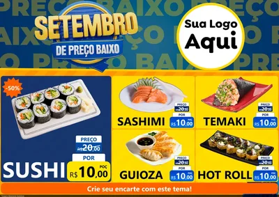Modelo de Encarte para Encarte A4 Horizontal com o tema Setembro De Preço Baixo para Comida japonesa