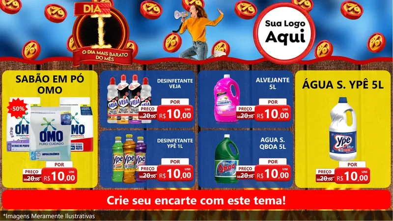 Modelo de TV para TV Horizontal com o tema Dia I - O Dia Mais Barato Do Mês para Produtos de Limpeza