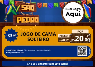 Modelo de Cartaz para Cartaz A4 Horizontal com o tema São Pedro para Cama, Mesa e Banho
