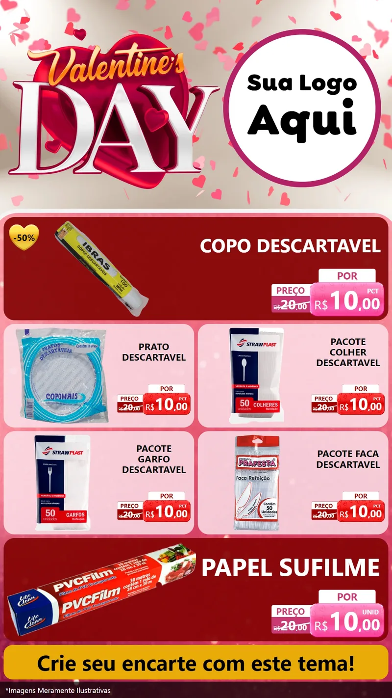 Modelo de TV para TV Vertical com o tema Valentine's Day para Embalagens
