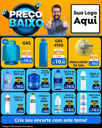 Modelo de Rede Social para Feed Instagram com o tema Preço Baixo para Água e gás