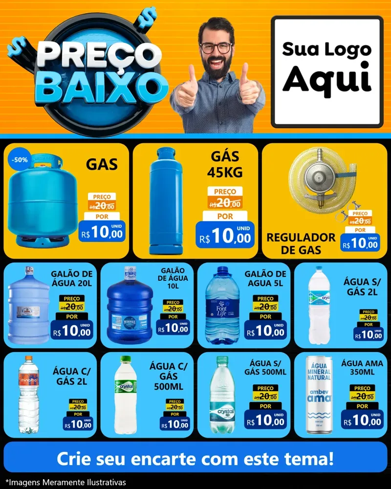 Modelo de Rede Social para Feed Instagram com o tema Preço Baixo para Água e gás