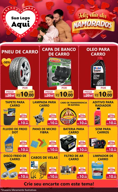 Modelo de Encarte para Encarte Grande com o tema Feliz Dia Dos Namorados para Auto peças