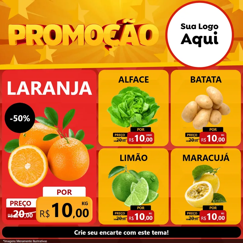 Modelo de Rede Social para Feed Facebook com o tema Promoção para Hortifrúti