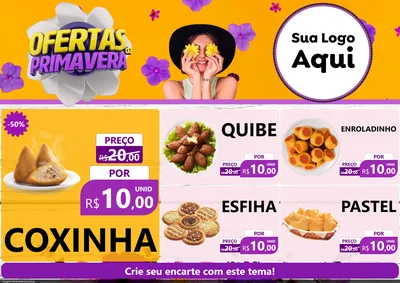 Modelo de Encarte para Encarte A4 Horizontal com o tema Ofertas Da Primavera para Salgadaria