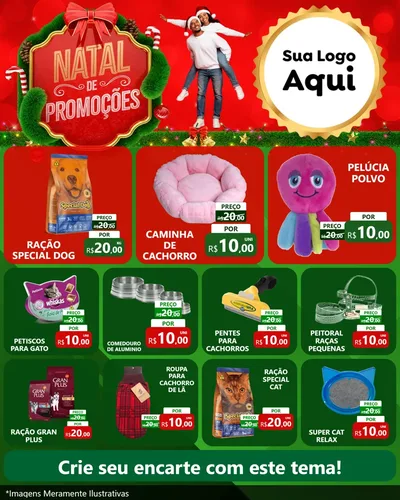 Modelo de Rede Social para Feed Instagram com o tema Natal de Promoções para Pet Shop
