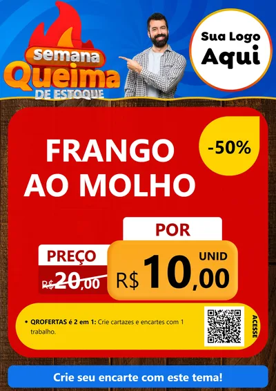 Modelo de Cartaz para Cartaz A4 Vertical com o tema Semana Queima de Estoque para Restaurante