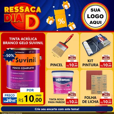 Modelo de Rede Social para Feed Facebook com o tema Ressaca Dia D para Tintas e Ferramentas