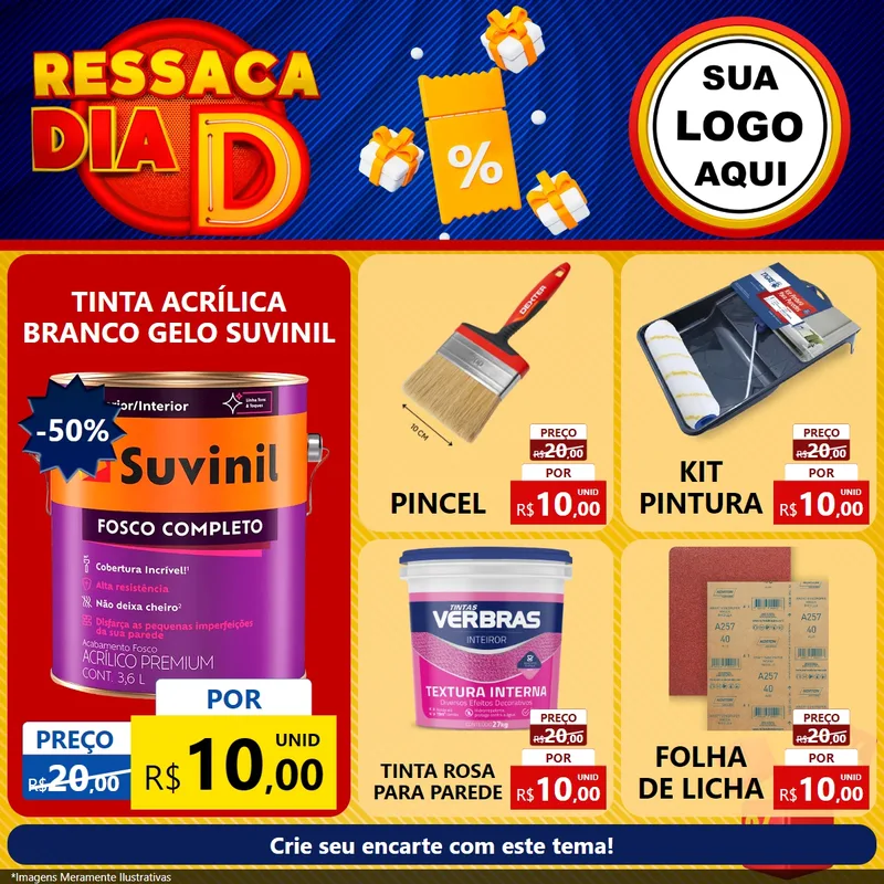Modelo de Rede Social para Feed Facebook com o tema Ressaca Dia D para Tintas e Ferramentas