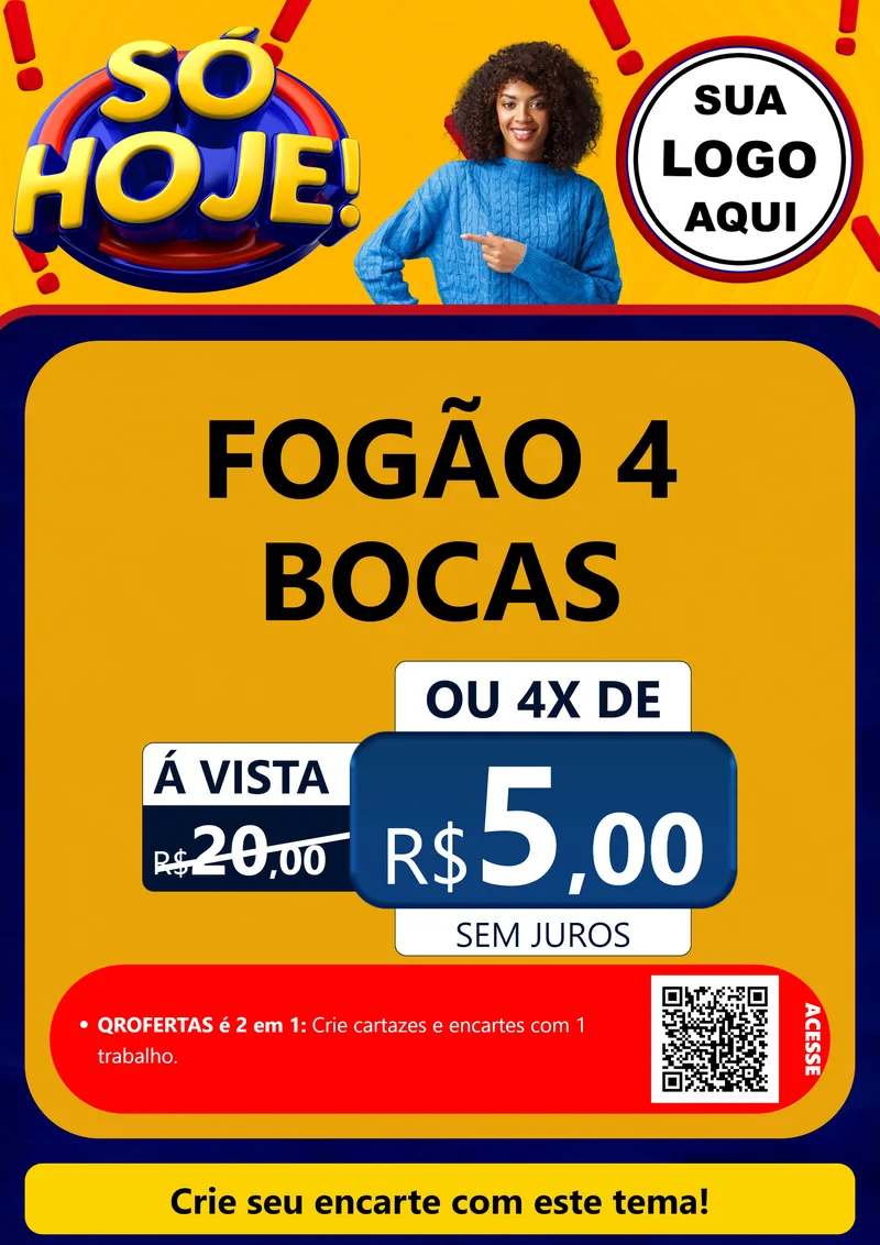 Modelo de Cartaz para Cartaz A4 Vertical com o tema Só Hoje! para Móveis e Eletro
