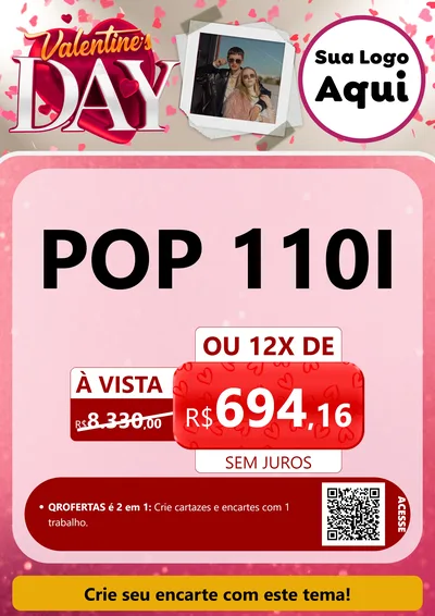 Modelo de Cartaz para Cartaz A4 Vertical com o tema Valentine's Day para Concessionaria de Motos