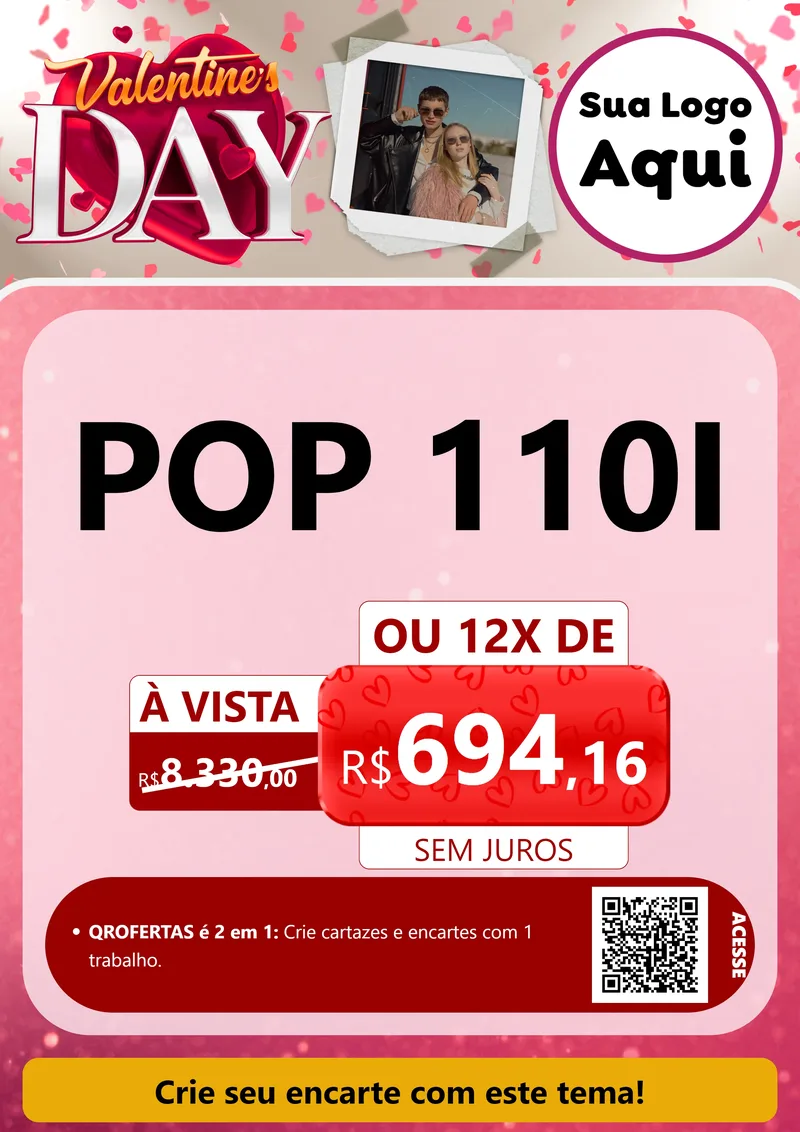 Modelo de Cartaz para Cartaz A4 Vertical com o tema Valentine's Day para Concessionaria de Motos
