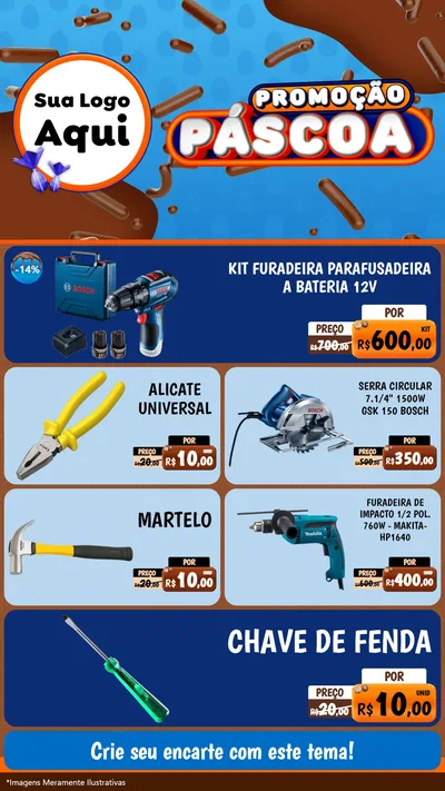 Modelo de TV para TV Vertical com o tema Promoção Páscoa para Maquinas e Ferramentas