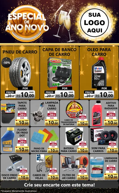 Modelo de Encarte para Encarte Grande com o tema Especial de Ano Novo para Auto peças
