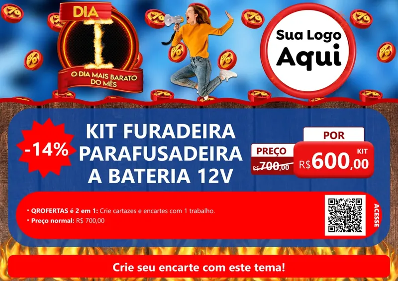 Modelo de Cartaz para Cartaz A4 Horizontal com o tema Dia I - O Dia Mais Barato Do Mês para Maquinas e Ferramentas