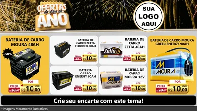 Modelo de TV para TV Horizontal com o tema Ofertas de Fim de Ano para Baterias Elétricas