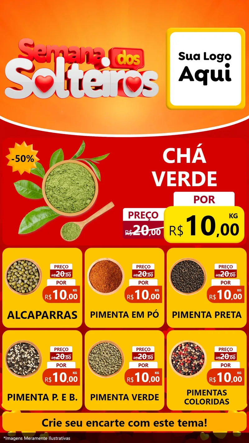 Modelo de Rede Social para Stories com o tema Semana dos Solteiros para Produtos Naturais